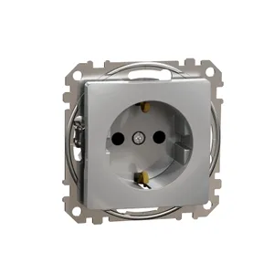 Sedna Design, Priza 2P+E obturatoare, fara surub, aluminiu