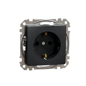 Sedna Design, Priza 2P+E cu obturatoare, fara surub, antracit