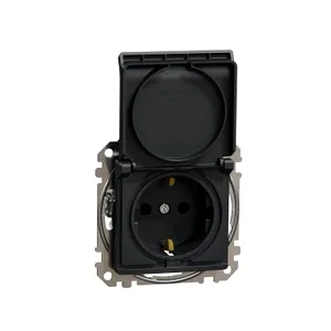 Sedna Design, Priza 2P+E cu obturatoare si capac,fara surub,antracit