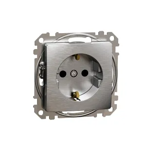 Sedna Elements, Priza 2P+E cu cu obturatoare, aluminiu pat