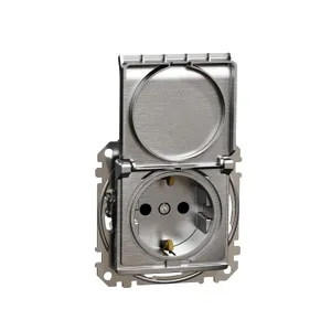 Sedna Elements, Priza 2P+E cu obturatoare si capac,fara surub, aluminiu patinat