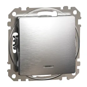 Sedna Elements, Intrerupator cu indicator luminos albastru, aluminiu patinat