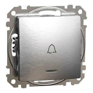 Sedna Elements, Intrerupator cu revenire indicator luminos cu simbol sonerie, aluminiu patinat