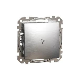 Sedna Elements, Intrerupator cu revenire indicator luminos cu simbol lumina, aluminiu patinat