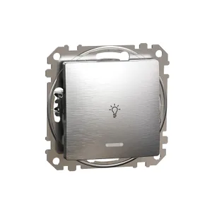 Sedna Elements, Intrerupator cu revenire indicator luminos cu simbol lumina, aluminiu patinat