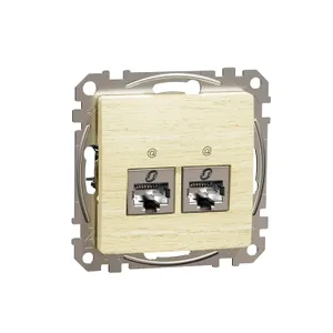 Sedna Elements, Priza dubla RJ45 Cat6 STP, lemn