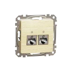 Sedna Elements, Priza dubla RJ45 Cat6A STP, lemn