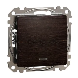 Sedna Elements, Intrerupator simplu cu indicator luminos albastru, wenge