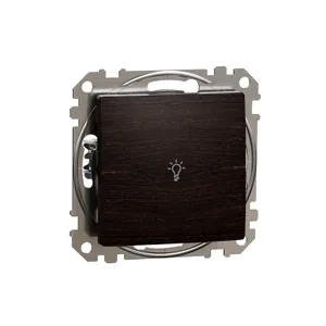 Sedna Elements, Intrerupator cu revenire indicator luminos cu simbol lumina, wenge