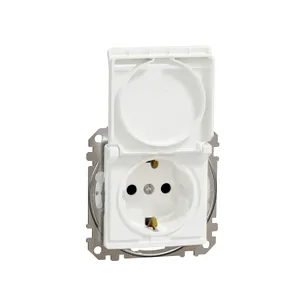 Sedna Design, Priza 2P+E cu obturatoare si capac, IP44, fara surub, alb