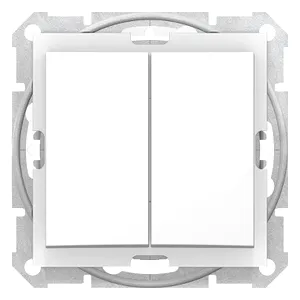 Sedna, Intrerupator Monopolar dublu, 10Ax Ip44 fara Rama Alb