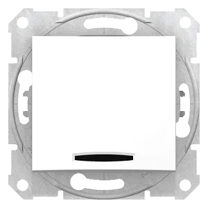 Sedna, Comutator 1 Pol 2 Cai, 16Ax Lumina Localizator, fara Cadru Alb