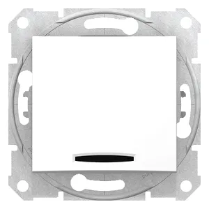 Sedna, Buton 1 Pol, 10A Lumina Localizator, fara Cadru Alb