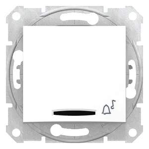 Sedna, Buton 1 Pol, 10A Lumina Localizator, Simbol Clopot, fara Cadru Alb
