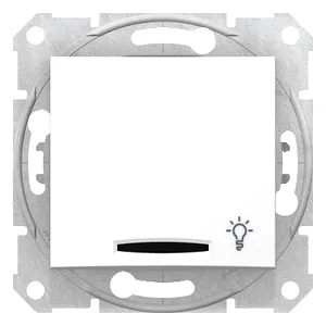 Sedna, Buton 1 Pol, 10A Lumina Localizator, Simbol Lumina, fara Cadru Alb