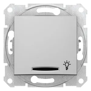 Sedna, Buton Monopolar, 10Ax Led Pozitie, Simbol Lumina, fara Rama Aluminiu