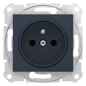 Sedna, Priza simpla, Impamantare cu Pin, 16A Obturatoare, fara rama, Grafit