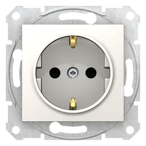 Sedna, Priza simpla, Impamantare Laterala, 16A Obturatoare, fara rama, Crem