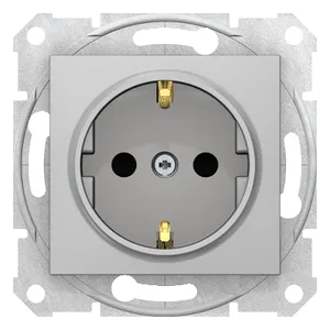 Sedna, priza simpla, impamantare laterala, 16A obturatoare, fara rama aluminiu