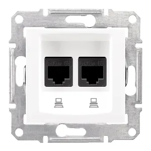 Sedna, Iesire Dubla Date, Rj45 Cat.5E Utp fara Cadru Alb