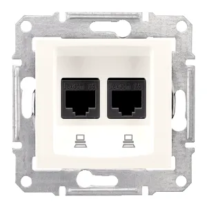 Sedna, Iesire Dubla Date, Rj45 Cat.6 Utp fara Cadru Crem