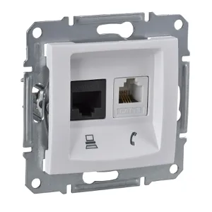 Sedna, Iesire Date+Tel, Rj11 + Rj45 Cat.6 Utp fara Cadru Alb