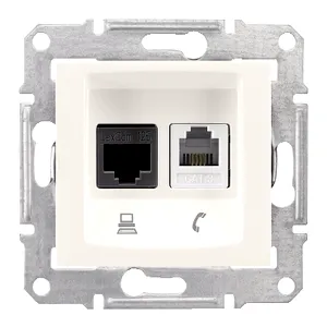 Sedna, Iesire Tel+Date, Rj11 + Rj45 Cat.6 Utp fara Cadru Crem