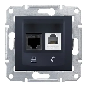 Sedna, Iesire Tel+Date, Rj11 + Rj45 Cat.6 Utp fara Cadru Grafit