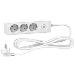 Prelungitor Unica 2P+E, 3 prize + intrerupator, 3m, alb