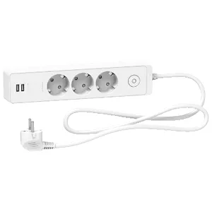 Prelungitor Unica 2P+E, 3 prize + 2 USB + intrerupator, 1.5m, alb