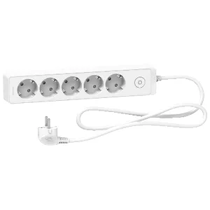 Prelungitor Unica 2P+E, 5 prize + intrerupator, 1.5m,alb