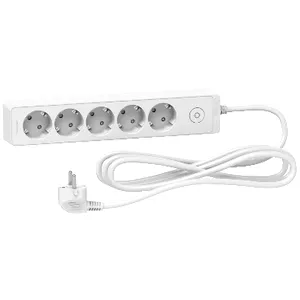 Prelungitor Unica 2P+E, 5 prize + intrerupator, 3m, alb