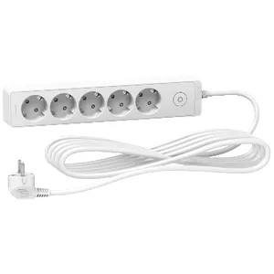 Prelungitor Unica 2P+E, 5 prize + intrerupator, 5m, alb