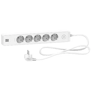 Prelungitor Unica 2P+E, 5 prize + 2 USB + intrerupator, 1.5m,alb