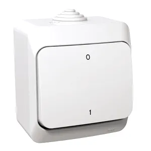 Cedar Plus, Intrerupator bipolar 16A PT IP44 alb