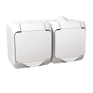 Cedar Plus, Priza dubla 2P+E, obturatoare, alb