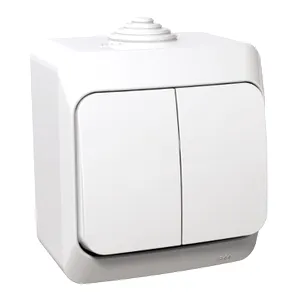 Cedar Plus, Intrerupator dublu 16A PT indicator luminos, alb