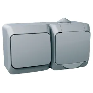 Cedar Plus, Priza Simpla cu Impamantare Lat. Intr.Cruce, 16A(X), Gri