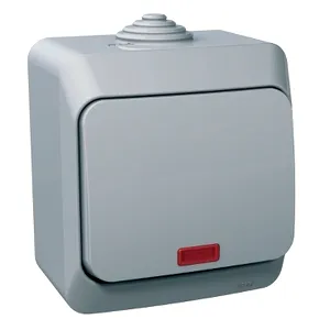 Cedar Plus, Intrerupator cap scara cu indicator luminos 16A PT IP44 gri