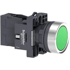 Buton Push-push, Flush, verde,1NO