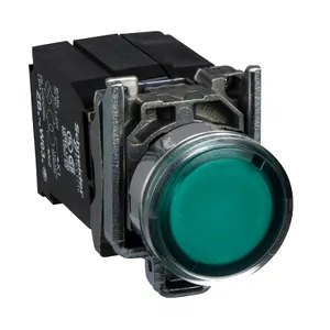 Buton iluminat Complet Incastrat Verde  22, Revenire cu Arc, 1No+1Nc 110, 120 V