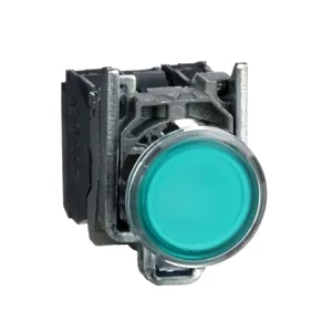 Buton iluminat Complet Incastrat Verde  22, Revenire cu Arc, 1No+1Nc 110, 120 V