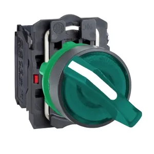 Selector Iluminat Verde  22, Maner cu 2 Pozitii, 24 V, 1No+1Nc