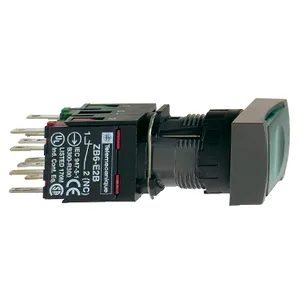 Buton Iluminat Verde  16, Incastrat, Revenire cu Arc, 24 V, 1No