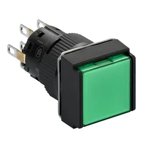Buton iluminat verde patrat incastr 16 revenire cu arc-24 VDC polariz-2CO