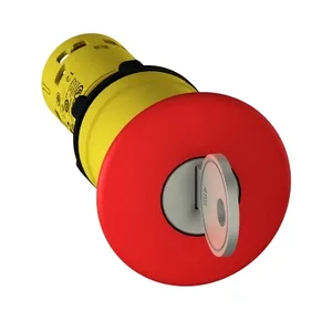 Buton urgenta  22, rosu, cap ciuperca, elib. cu cheie  declans.- 1 NO + 1 NC