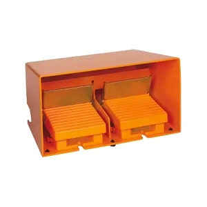 Comutator De Picior Dublu - Ip66 - Cu Capac - Metalic - Portocaliu - 4 Nc + 4 No