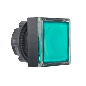 Cap Verde Patrat, Incastrat, Buton Luminos 22 cu Revenire, pentru Led Integral