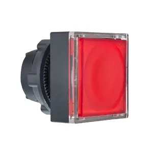 Cap Rosu Patrat, Incastrat, Buton Luminos 22 cu Revenire, pentru Led Integral