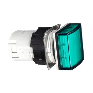 Capac de Lampa Pilot,  16, Patrat, Lentila Simpla Verde